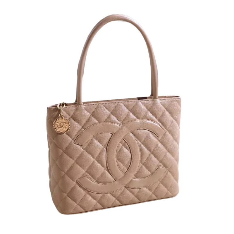 Chanel New Arrival Handbag with Gold HardwareVintage Medallion Tote Caviar Beige GHW