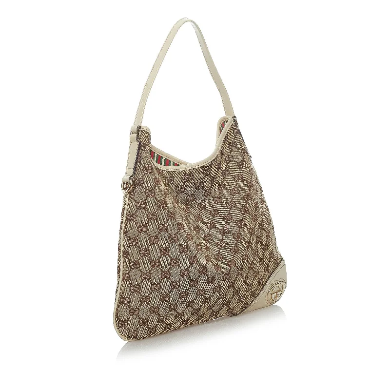 Gucci tote bags for women with a water - resistant coatingGucci GG Canvas New Britt Shoulder Bag (33653)