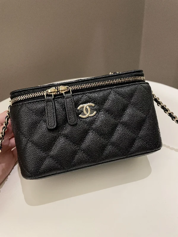 Chanel Limited Edition Handbag for CollectorsChanel 22P Quilted Coco Vanity Rectangular Black Caviar