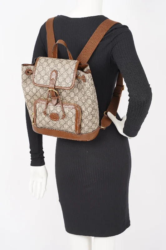 Women Gucci crossbody bags with a woven leather strapGucci Womens GG Supreme Backpack Brown