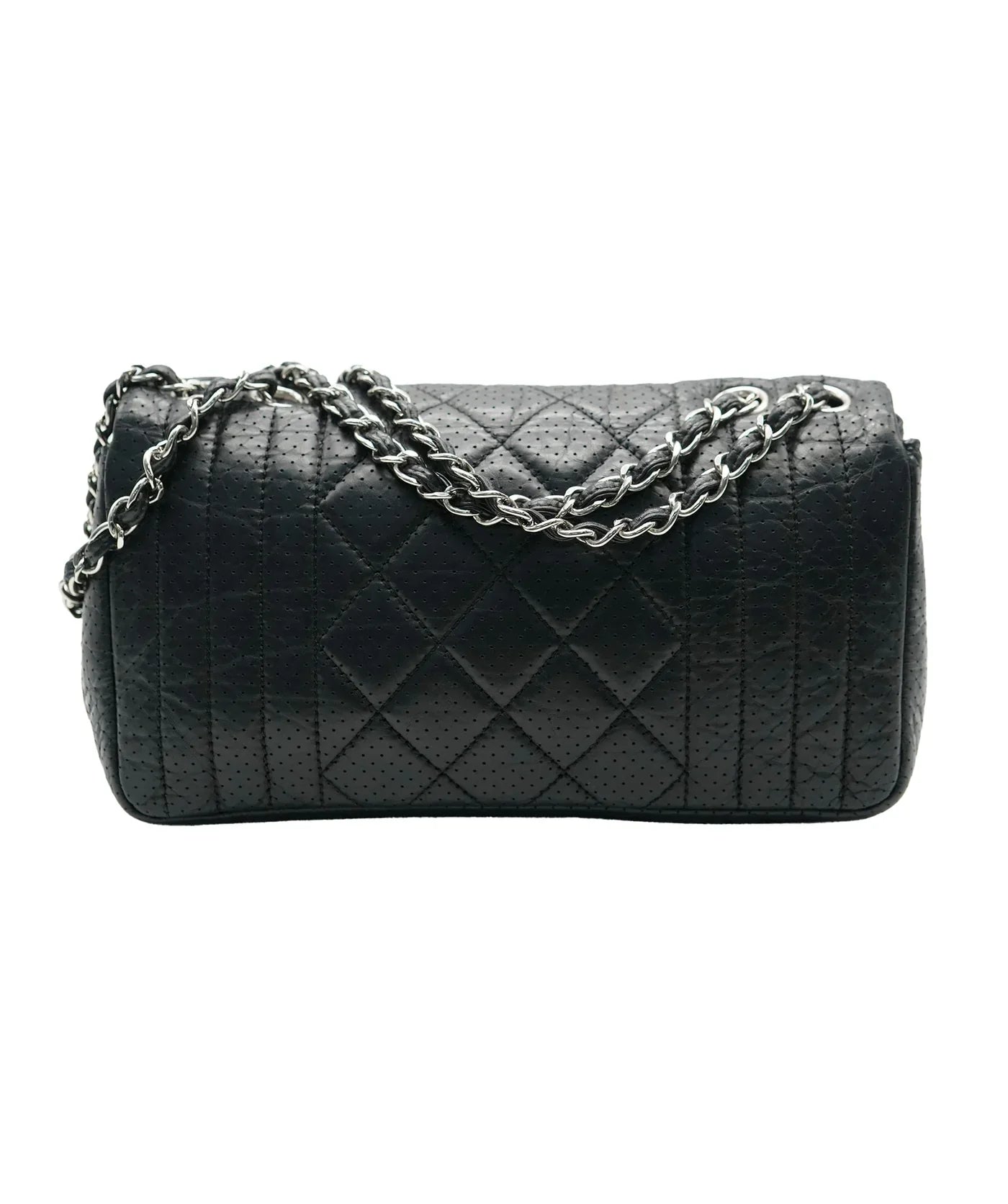 Chanel New Arrival Handbag with Gold HardwareCHANEL Black Perforated Calfskin Medium 50's Flap Bag