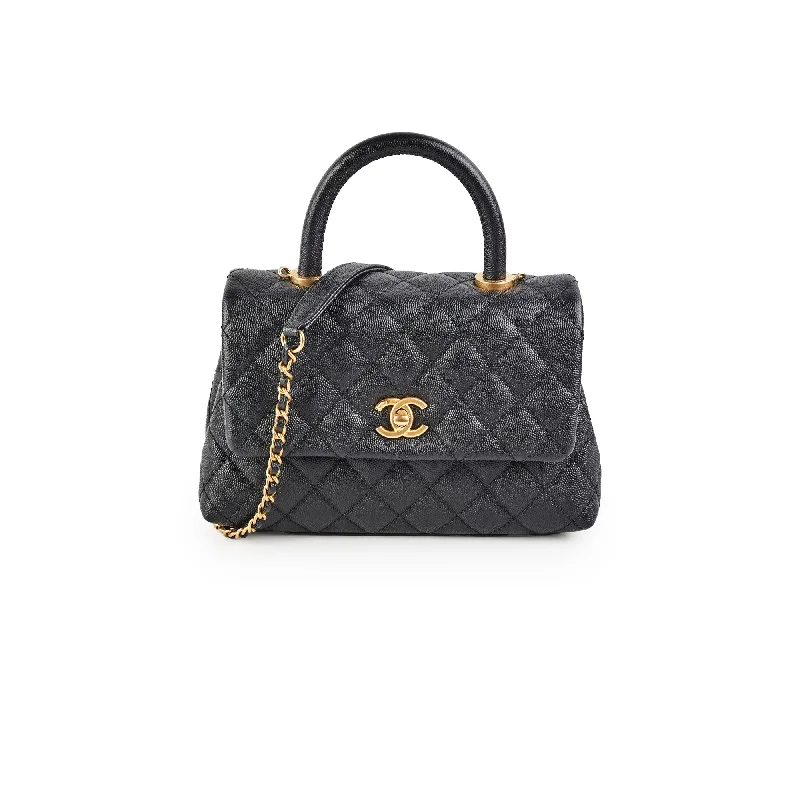 Chanel Chain Strap Handbag for Everyday UseChanel Small Coco Handle Caviar Black