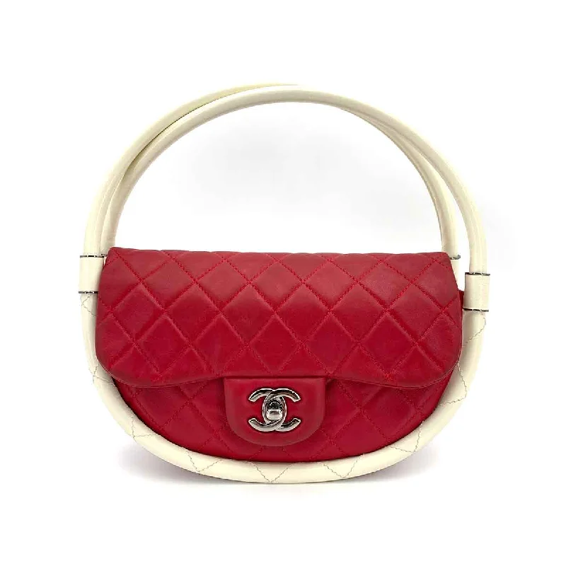 Chanel Lightweight Handbag for Daily ErrandsChanel Vintage Hula Hoop Handbag Red / White Lambskin RHW #18 90245797