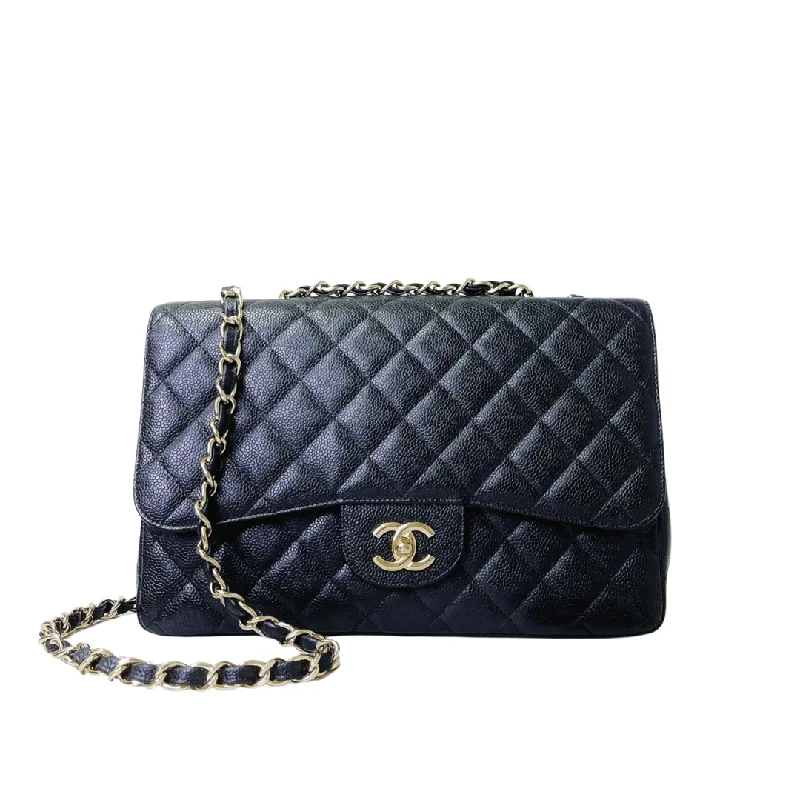 Chanel Luxury Handbag for High - End EventsSingle Flap Classic Jumbo Caviar Black LGHW