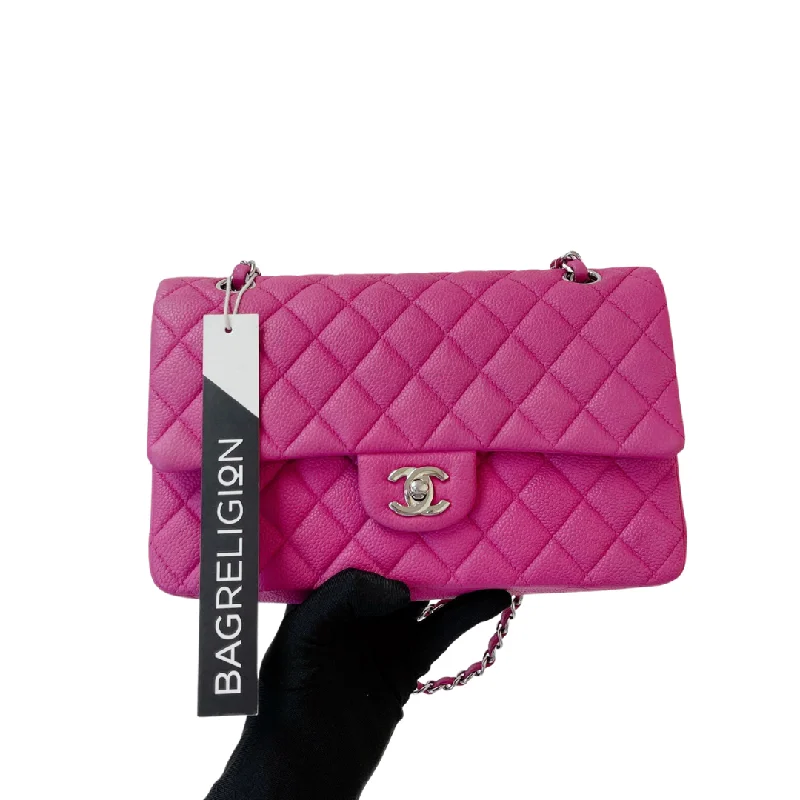 Chanel Black Handbag for Business MeetingsClassic Double Flap Matte Caviar Medium Pink SHW