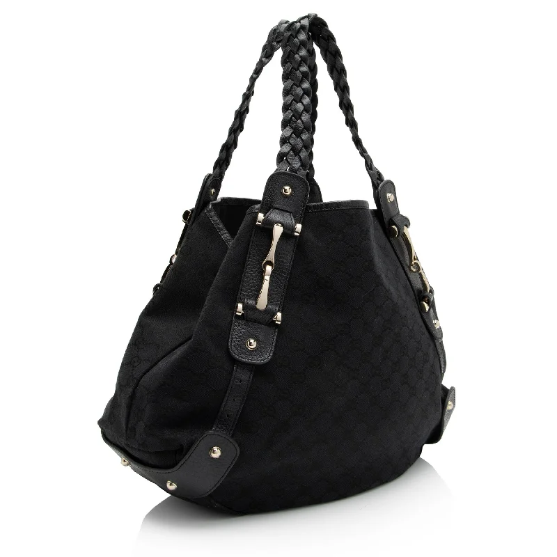 Women Gucci bags with a snap - button closure and a decorative charmGucci GG Canvas Pelham Medium Shoulder Bag (NIzX5t)