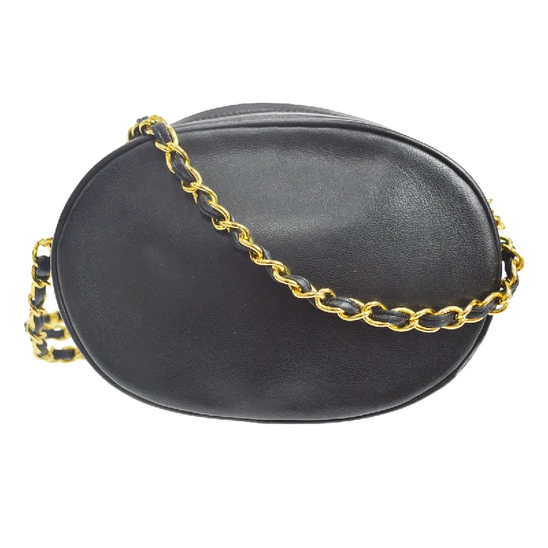 Chanel Vintage Inspired Handbag for Retro LoversCHANEL 1989-1991 Oval Shoulder Bag Black Lambskin 58063