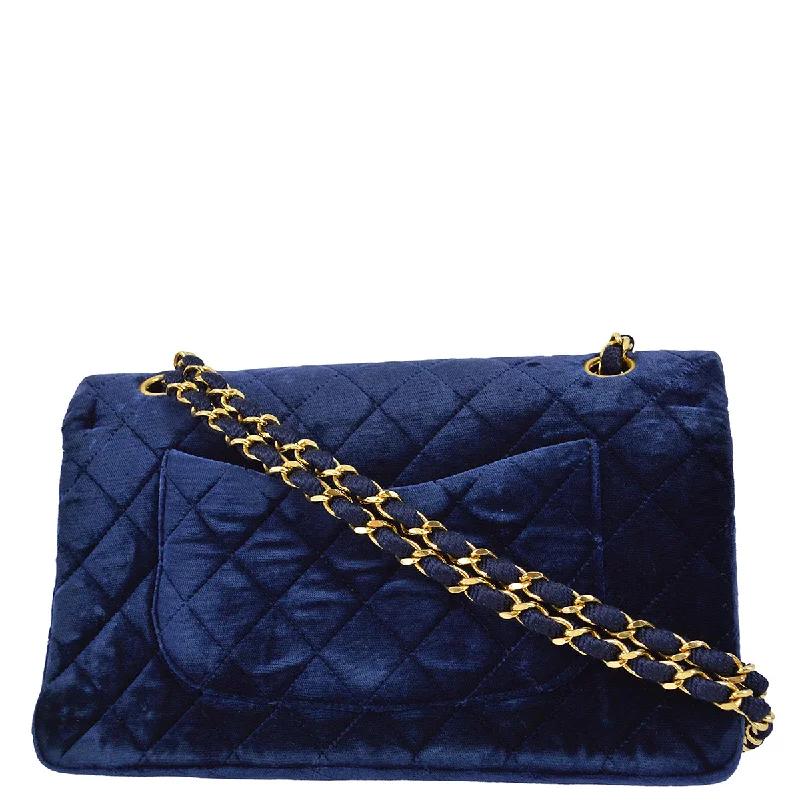 Chanel Medium Tote Bag for Office LadiesChanel 1989-1991 Blue Velvet Medium Classic Double Flap Shoulder Bag