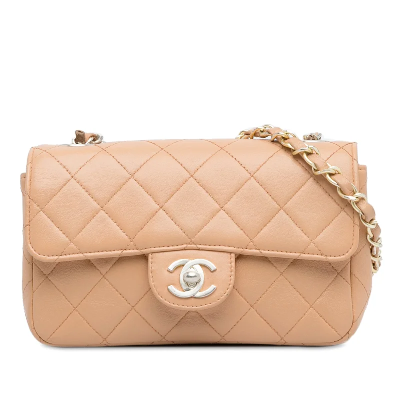 Chanel Designer Handbag with Unique DesignChanel Classic Flap Mini Rectangular Brown Lambskin Silver