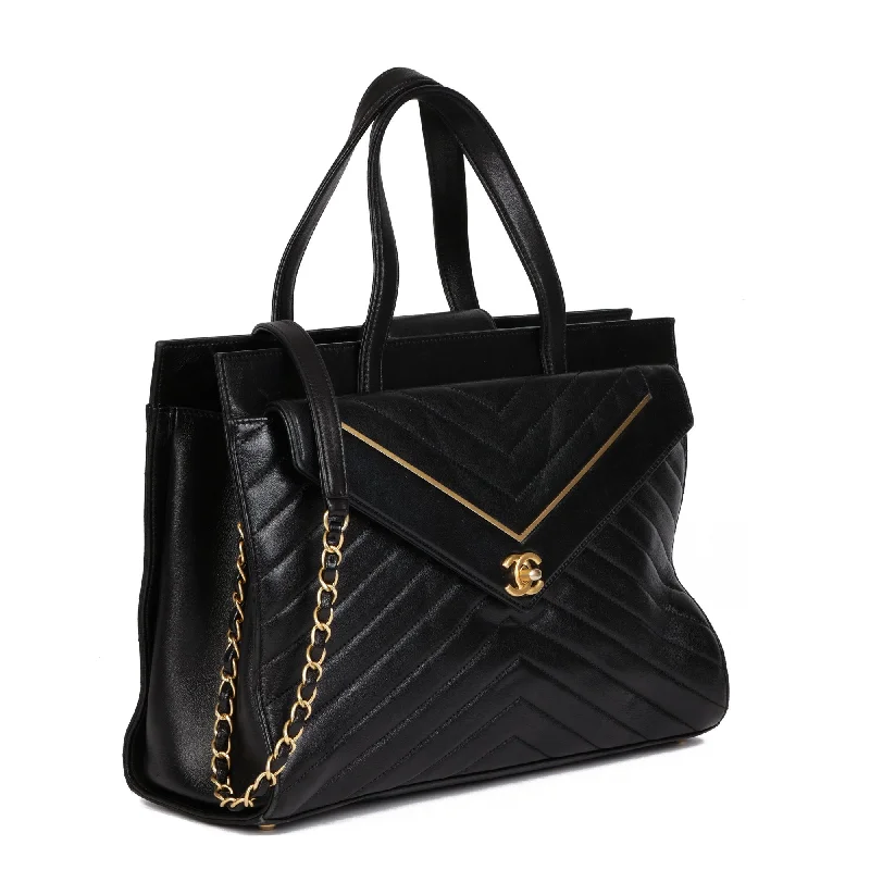 Chanel Handbag with Adjustable Strap for ComfortChanel Black Chevron Quilted Lambskin Classic Shoulder Bag