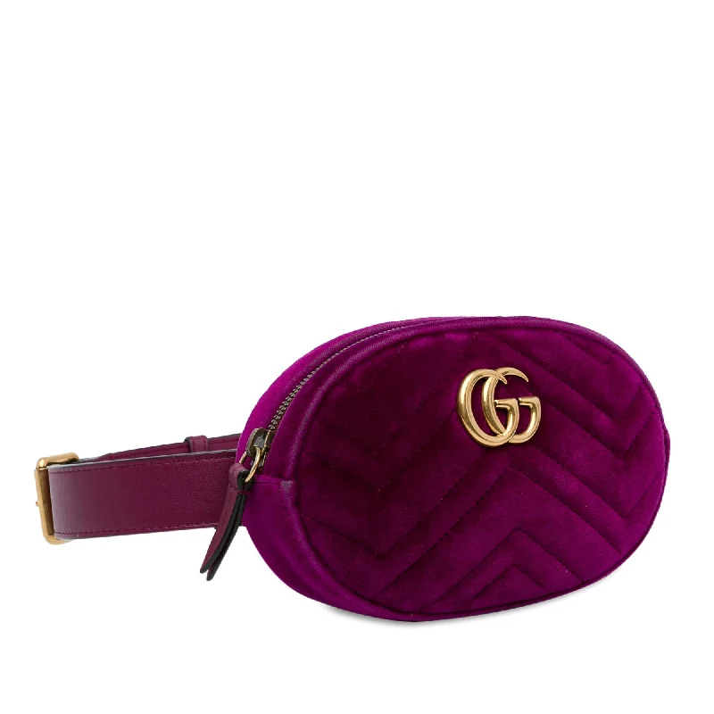 Gucci backpacks for women with a multi - pocket designGucci GG Marmont Matelasse Velvet Belt Bag TuAZoh)