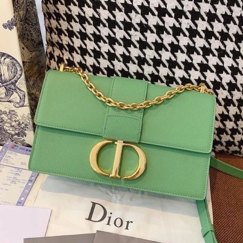 Christian Dior bags with a side - pocket for holding a water bottleChristian Dior 30 Montaigne Chained Bag Deep Mint Green