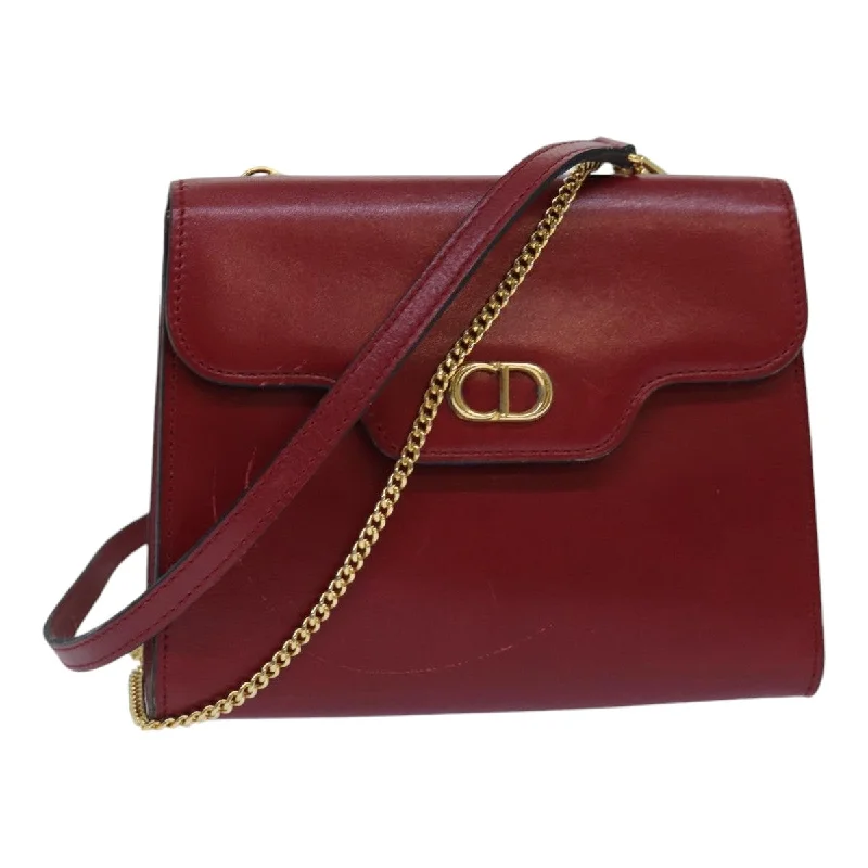 Christian Dior backpacks with a sleek, minimalist silhouetteCHRISTIAN DIOR Chain Shoulder Bag Leather Red Gold Auth 85850