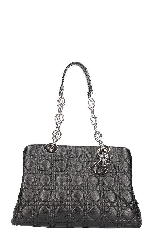 Christian Dior handbags with a snap - button closure and a decorative buckleCHRISTIAN DIOR Soft Medium Cannage Bag Black