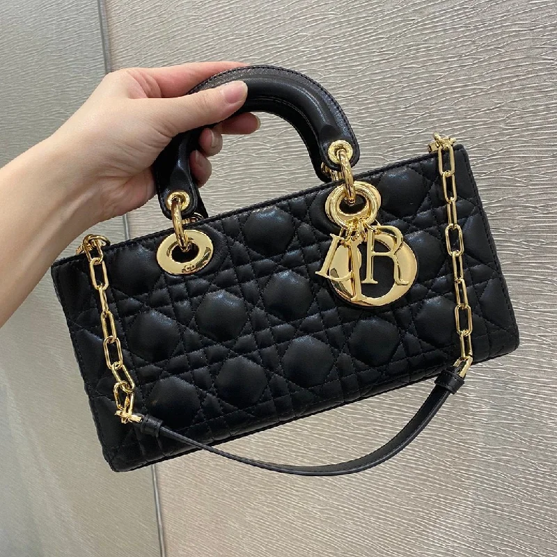 Christian Dior bags with a side - pocket for holding a water bottleChristian Dior Lady D-Joy Bag Black Cannage, Black Handbags,