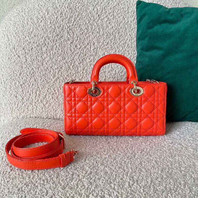 Christian Dior Saddle bags with a distressed leather finishChristian Dior Lady D-Joy Bag, Orange Handbags, 26cm