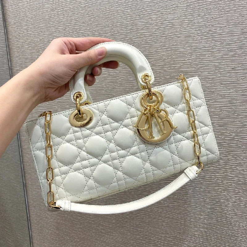 High - fashion Christian Dior bags with a geometric patternChristian Dior Lady D-Joy Bag, White Handbags, 26cm