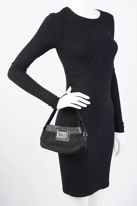 Christian Dior bags with a zip - top closure and multiple compartmentsChristian Dior Shoulder Bag Black Jacquard Canvas