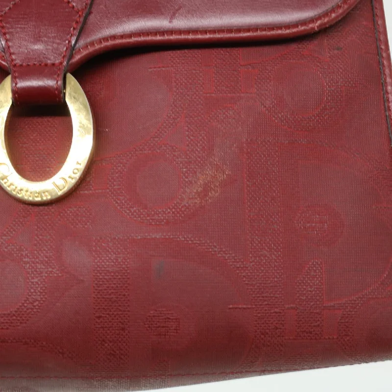 Christian Dior tote bags with a printed Dior logo on the frontCHRISTIAN DIOR Trotter Canvas Hand Bag Red Auth rd3836