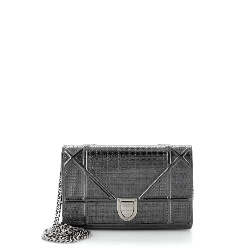 Christian Dior handbags with a snap - button closure and a decorative buckleDiorama Wallet on Chain Cannage Embossed Calfskin