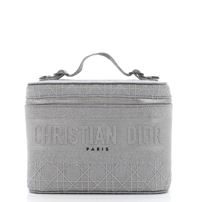 Christian Dior handbags with a back - pocket for quick storageDiorTravel Vanity Case Cannage Embroidered Canvas