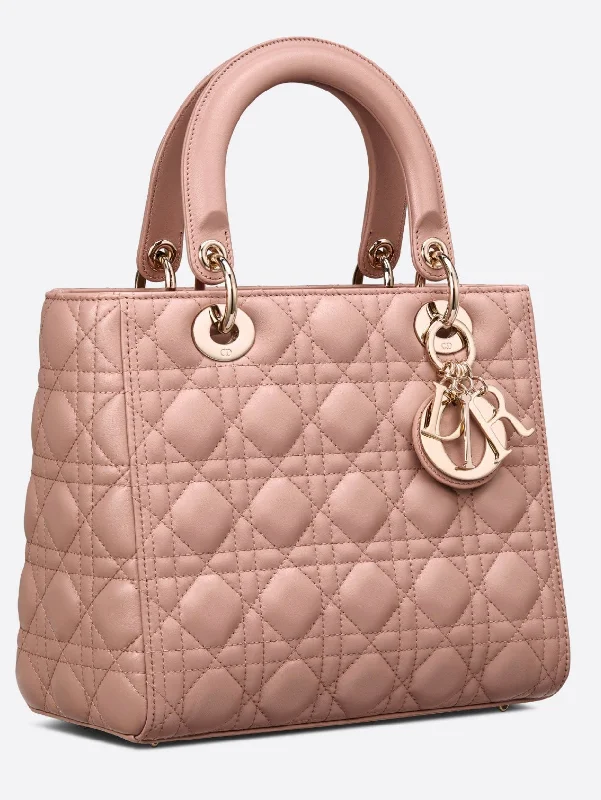 Trendsetting Christian Dior crossbody bags with a colorful strapMedium Lady Dior Bag Blush Cannage Lambskin