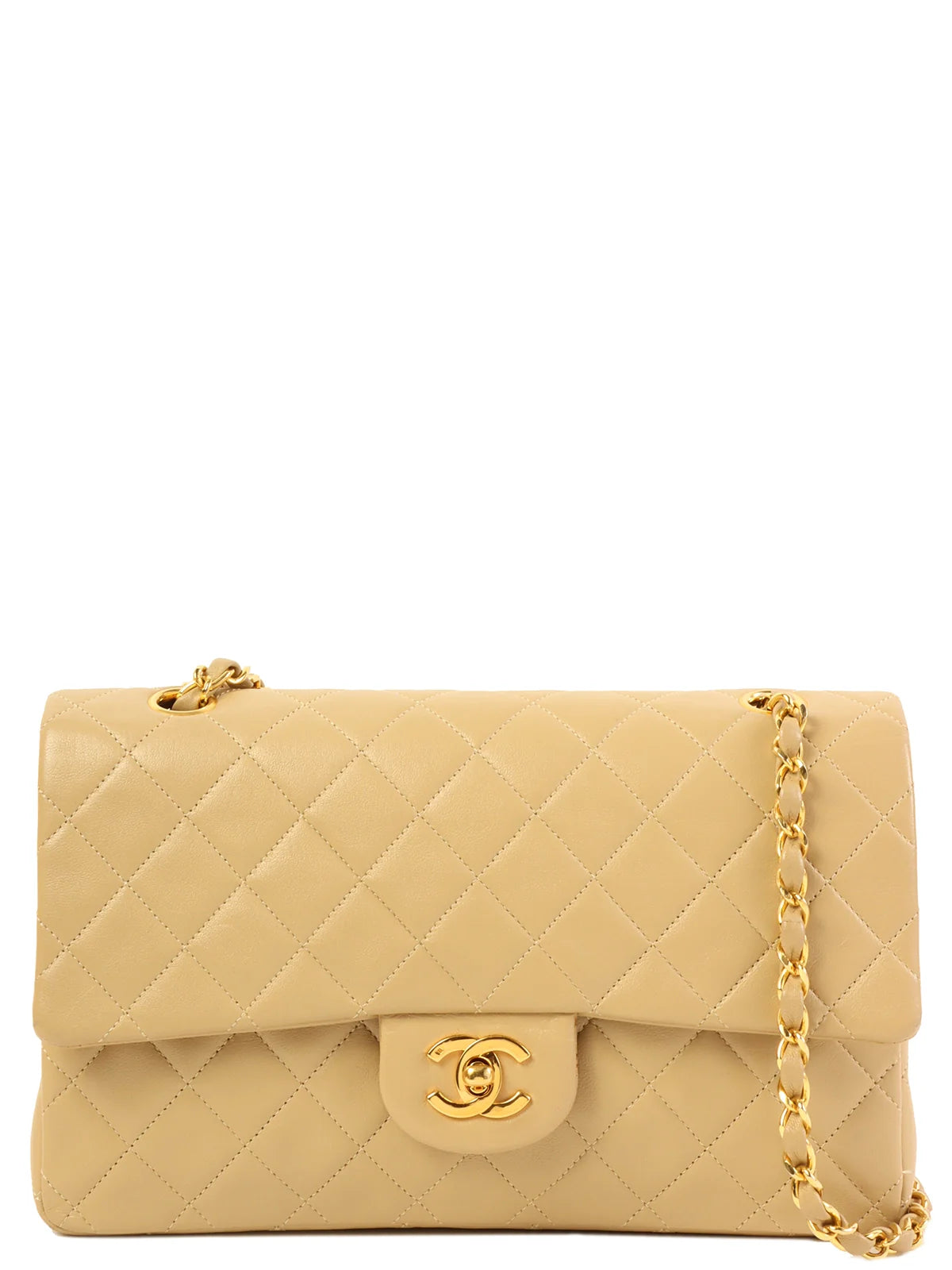 Chanel Lightweight Handbag for Daily ErrandsCHANEL Around 1990 Made Classic Flap Chain Bag 25Cm Beige